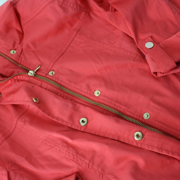 Chico's Luxe Twill Utility Jacket Malibu Punch zip snap front closure 0 4 S New - Picture 4 of 7